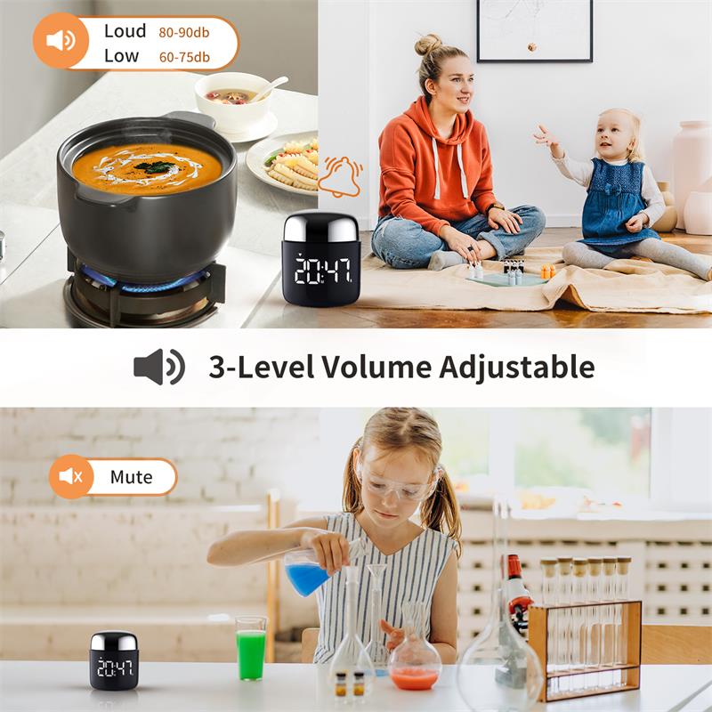 Rotating Kitchen Timer LED Display with 199 Minute Countdown/Countup Bottom Anti Slip Timer for Cooking Fitness and Studying3