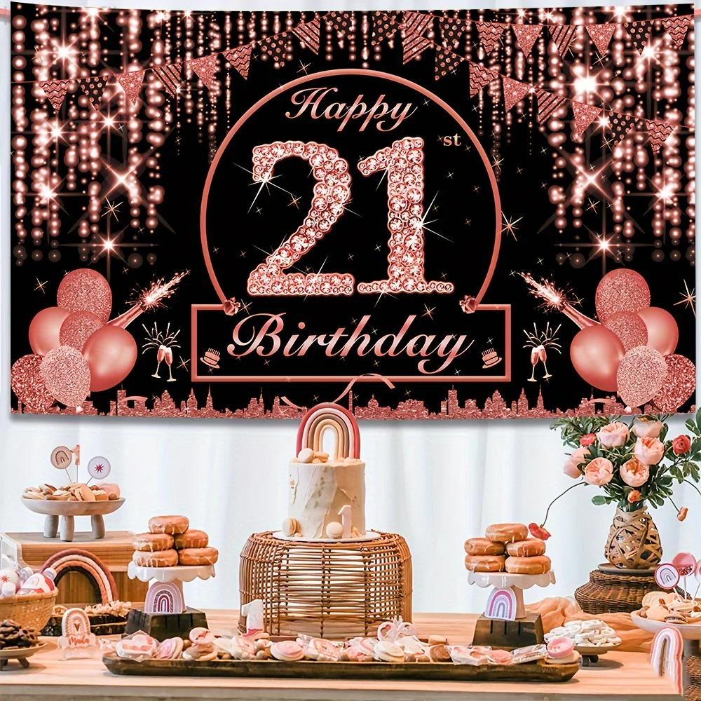 Happy Birthday Party Backdrop 21th Red Glitter Black Adult Party Decoration Banner Photography Background Party Supplies