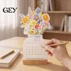Professional Planner for Desk 2027 Floral Calendar, Vase Shaped English Table Calendar with Wood Base, Gift Boxed Holidays Decorative Desktop