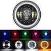 Skull Pattern 7in LED Motorcycle Headlamp 9-36V Hardwired Motor Vehicle Headlight for Modification Accessories