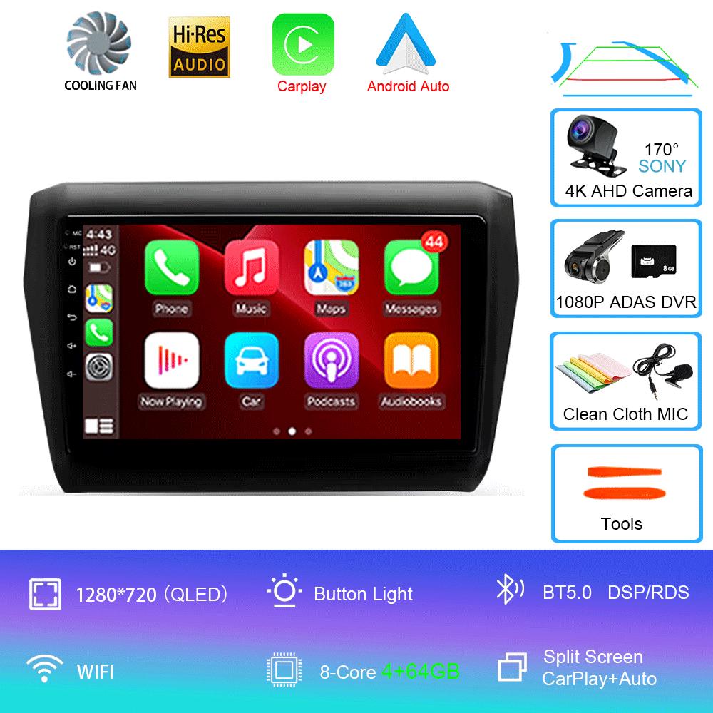 Для Suzuki Swift 2016 - 2020 Автомагнитола Android 14 Carplay Auto 2K Экран Мультимедийный плеер Авторадио GPS Стерео 2din Головное устройство