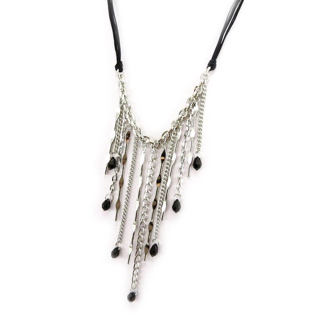 Les Trésors De Lily [L4259] - Black Silver 'Kilimanjaro' Necklace