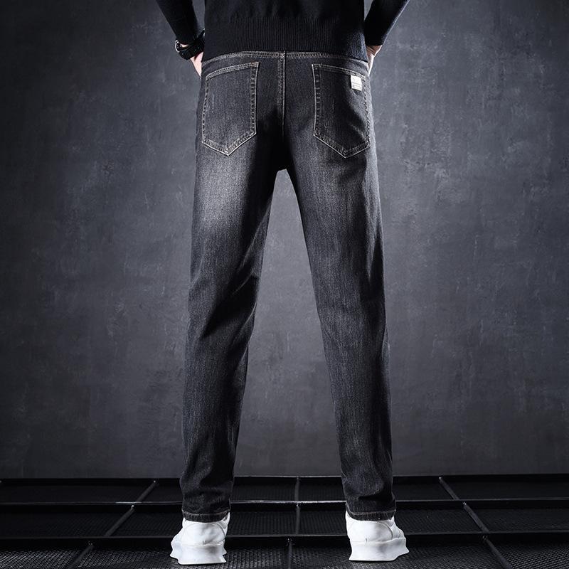 Осенне-зимние джинсы мужские прямые свободные зимние мягкие и утолщенные новые тонкие повседневные длинные брюки