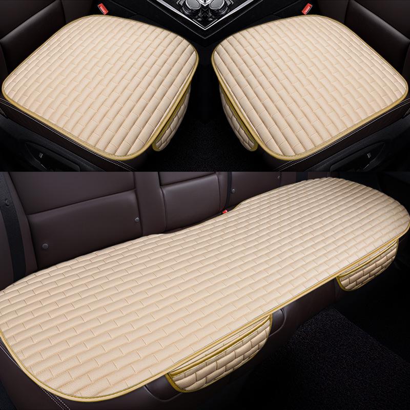 Plaid Three-Piece No-Tie Car Seat Cushion Set for Office and Home - Single Seat and Multi-Seat Interior Decor.