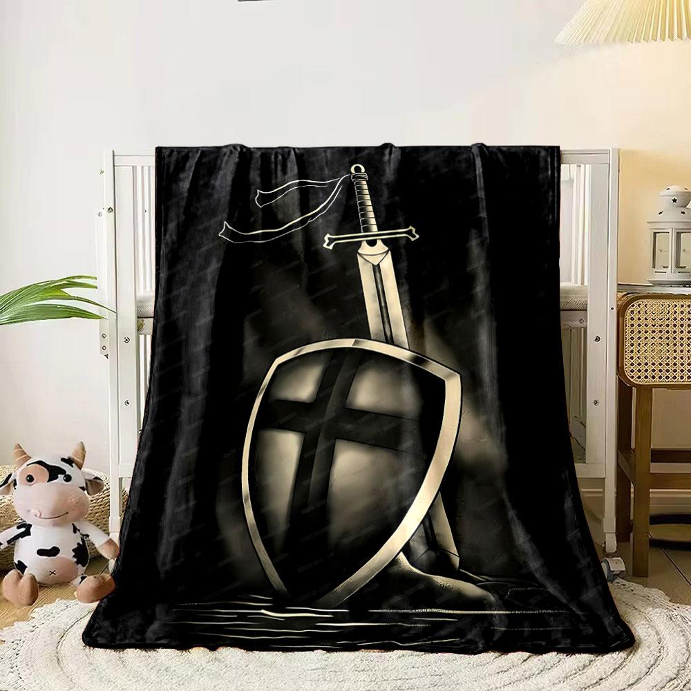 Crusader Sword Shield Blanket Printed Blanket for Living Room Bed Couch lunch break Soft Cozy Blanket for Friend's festival Gift