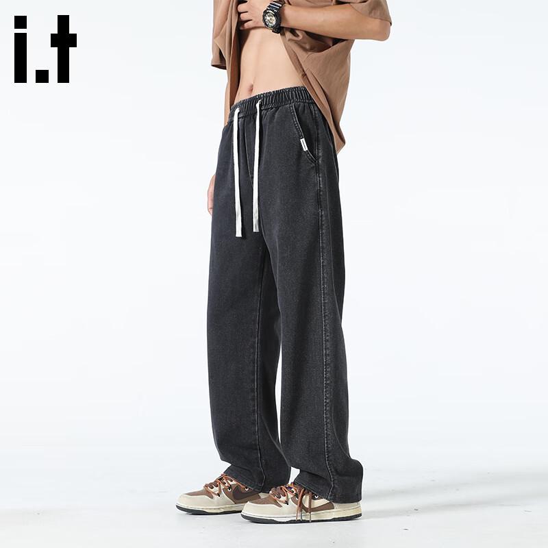 Мужские осенние джинсы Fingercroxx свободного прямого кроя с эффектом стирки