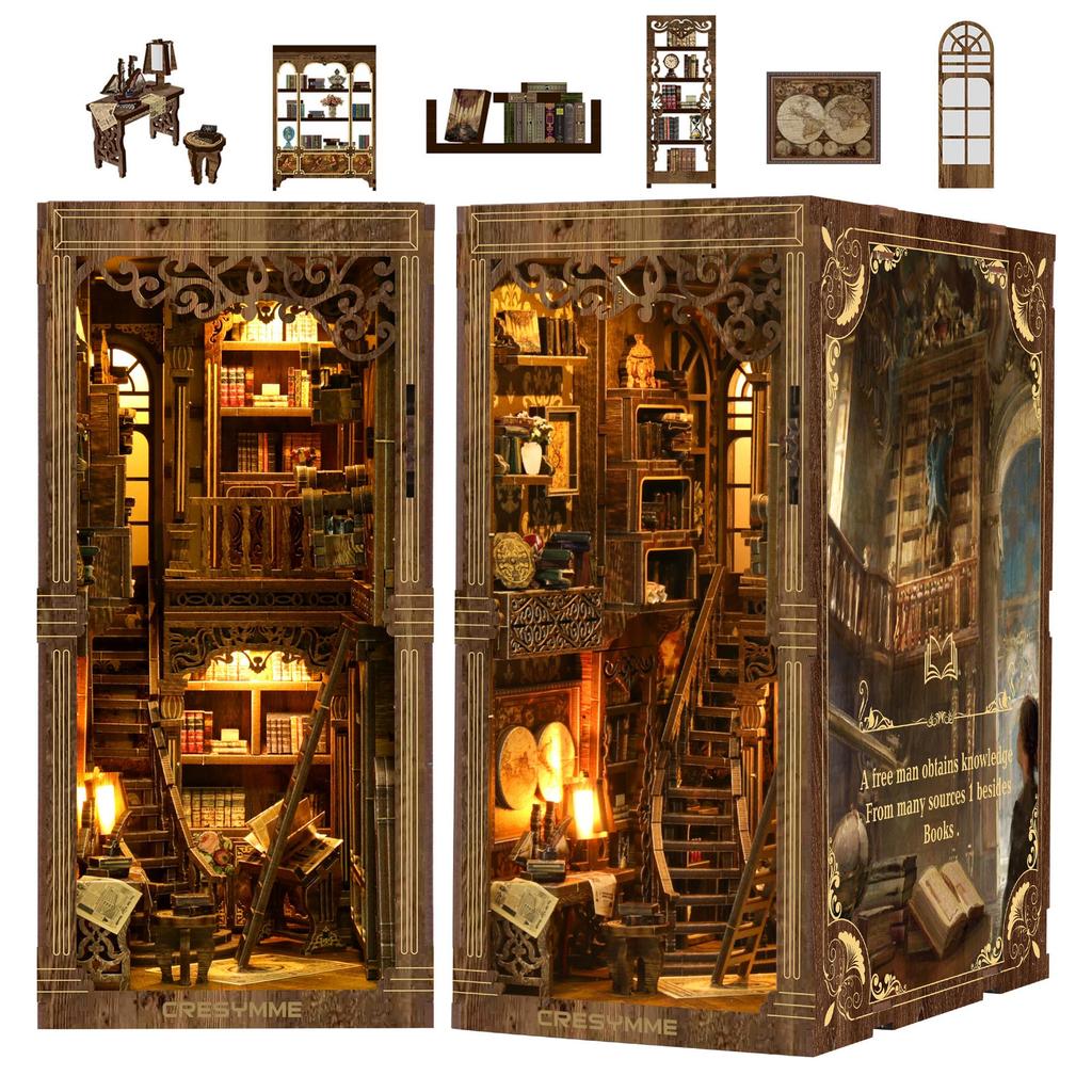 CRESYMME Miniature House Dollhouse Book Nook Wooden DIY 3D Hobby Handmade Book Dream Kit, (Old Collection)
