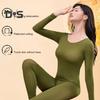 2 dona/toʻplam Ayollar termal kiyim toʻplami Ajoyib elastiklik Uzun qisma Dumaloq boʻyin Slim fit Yumshoq Issiq Yuqori bel Bir rangli Top Shim Toʻplami Ayol Qish