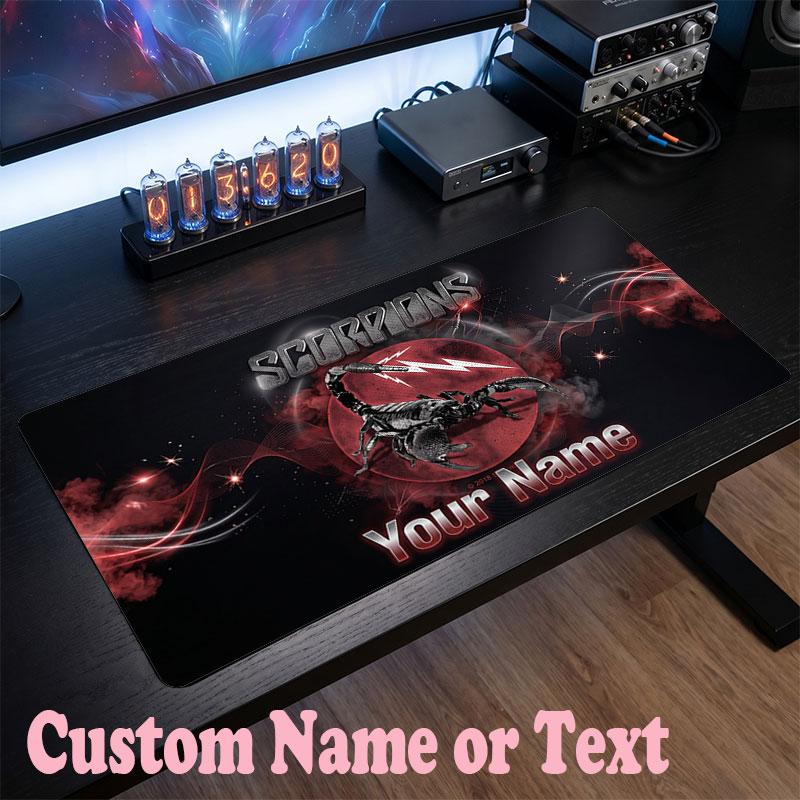 Scorpions Customized Name Text Mouse Pad, Large Desk Mouse Mat Personalized Home Office Present
