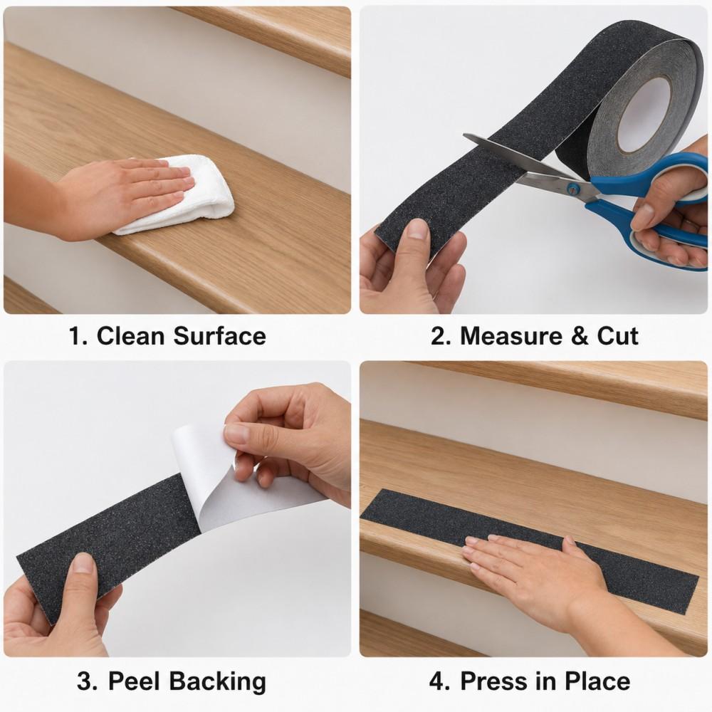 5M Self Adhesive Anti Skid Tape Non Slip Grip Strip for Shower Room Bathroom Floor Tiles Kitchen Stairs Bathtub Edge