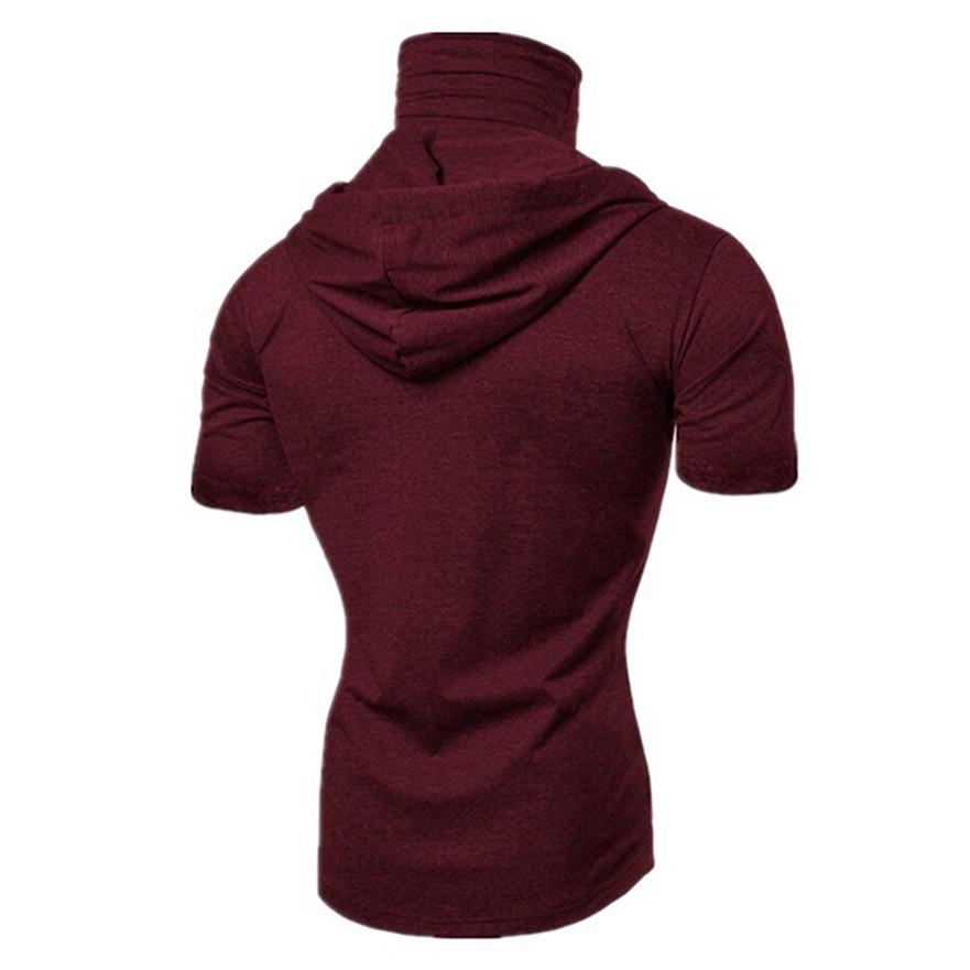 Spring and Autumn Personality Elastic Men's Fashion Ninja Clothes Hooded Casual Short Sleeve Mask T-Shirt