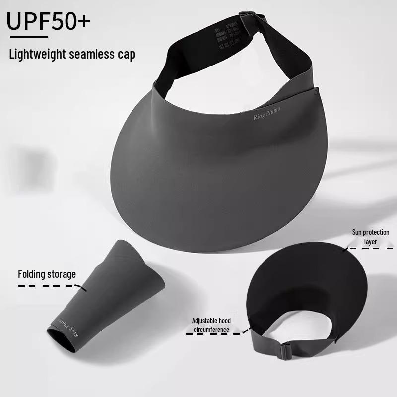 Женская безверхая бесшовная шляпа-козырек с защитой от УФ-лучей и солнцезащитной маской - новый стиль 2025