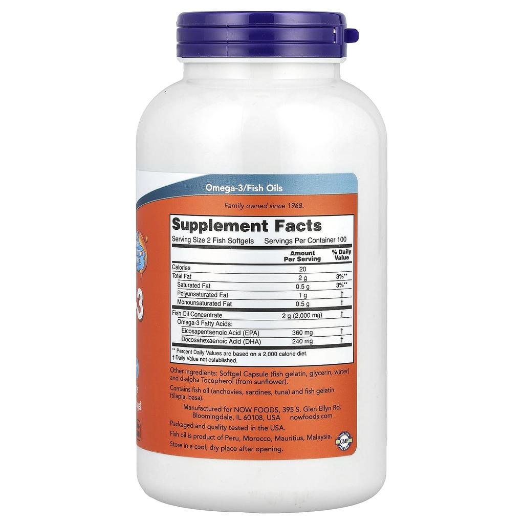 Omega 3 Fish Oil, 2,000Mg, 200 Fish Softgels (1,000Mg per Softgel)