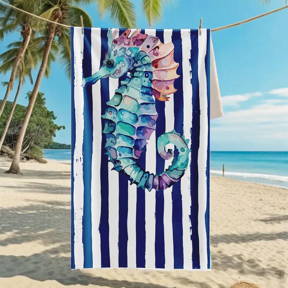 Новое двухстороннее бархатное пляжное полотенце, быстросохнущее спортивное полотенце, банное полотенце с принтом
