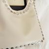 Large Capacity Soft Shoulder Bags Edgy Silver Studded Faux Leather Hobo Bag Youth Punk Style Handbag for Casual Outfits