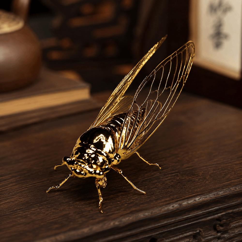 Hollowed-out Zinc Zinc Alloy Animal Statue Mini Vintage Insect Sculpture Cicada Figurine Home Office Decor