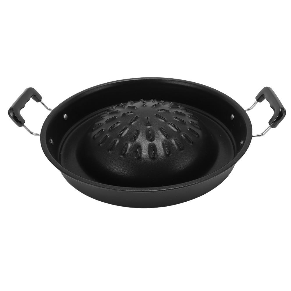 Black Thai BBQ Grill Pan Iron Round Thai Style BBQ Portable Grill Pan with Side Restaurant Use