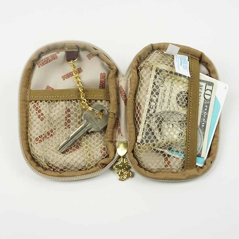 Snoopy Key Case Smart Key Zipper Key Pouch Pouch Small Pouch Accessory Pocket Cute Stylish [SNOOPY] Women's (Yellow)