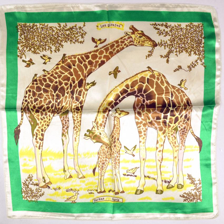 New Beige Green Giraffe Silk Scarf Summer Fall Elegant Satin Small Square Head Scarves Fashion Accessories Headband