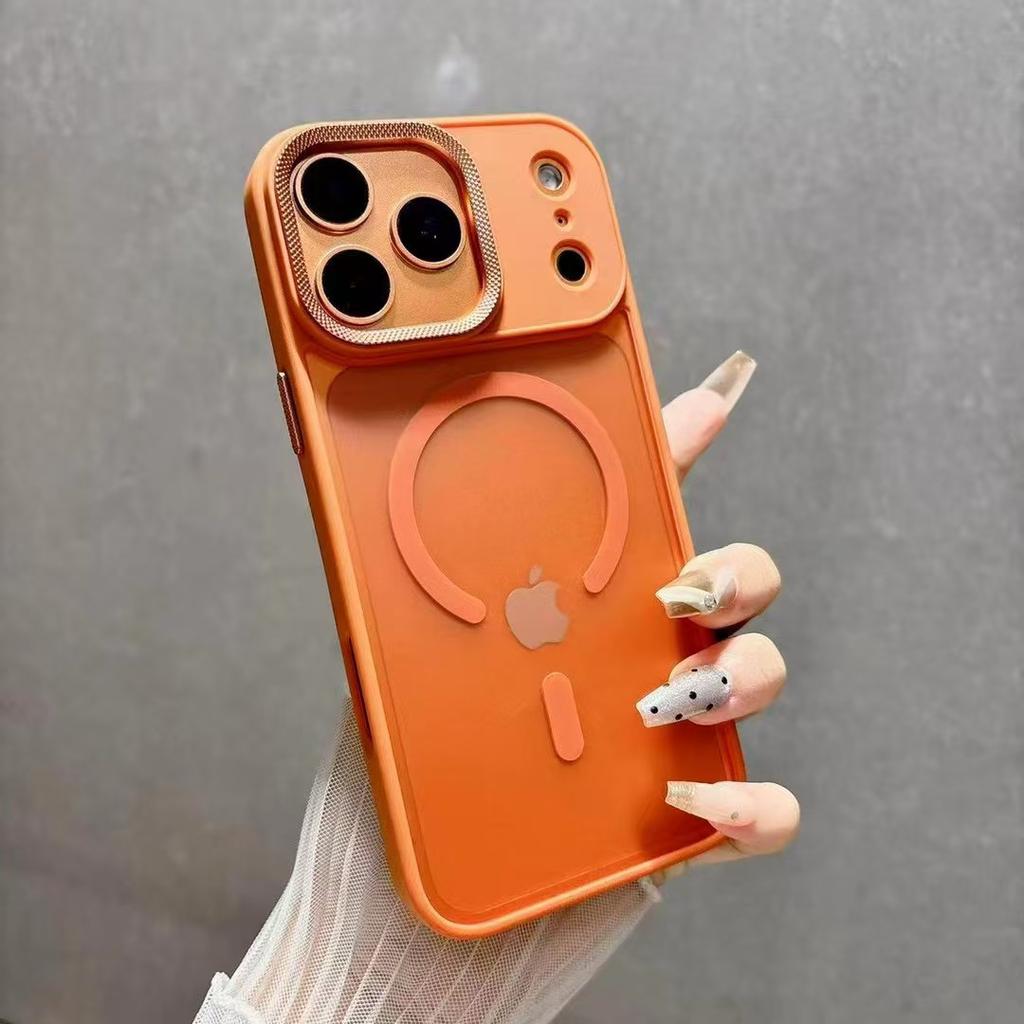 Подходит для iPhone17 Чувствительный к коже Магнитный чехол для мобильного телефона Металлический узор Объектив Apple 16 ProMax Противоударный 15 Защитный чехол
