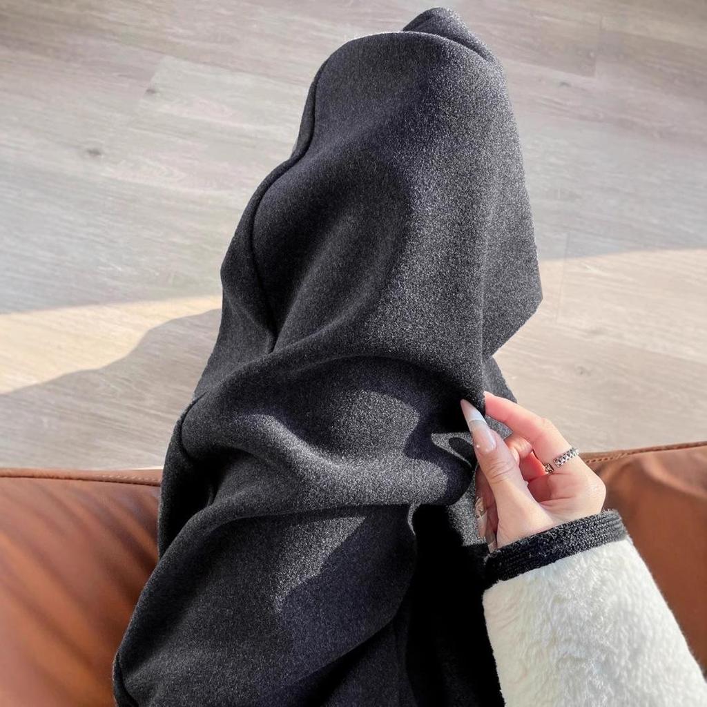 Женские черные шерстяные брюки с высокой посадкой и широкими штанинами, осень/зима 2024