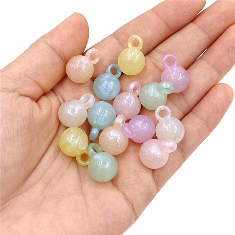 Material Round Pendant Charms Bowknot Rabbit Flat Love Heart Beads 10Pcs Fluorescent Handmade DIY Jewelry Accessories Arcylic Fashion Accessories