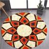 Geometric Pattern Round Carpet Flannel Soft Modern Living Room Bedroom Floor Mat Non Slip Washable Red White Blue Diamond Spiral