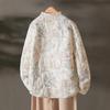 Осень/зима Женские Пальто с цветочной вышивкой, однобортные, винтажные парки, повседневные, свободного кроя, с круглым вырезом и длинными рукавами