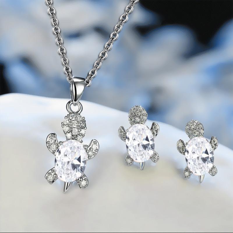 Tortoise Pendant Necklace Earring Set Niche Design Sense Female Jewelry