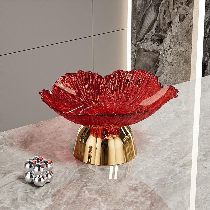 Прозрачная фруктовница на высокой ножке для дома, гостиной, кофейного столика, легкая роскошь, высококлассная фруктовая ваза, тарелка для конфет и закусок