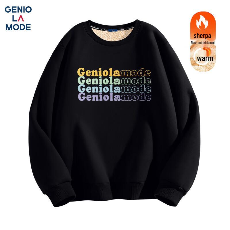 GENIOLAMODE Мужской толстовка с круглым вырезом и плюшевой подкладкой, тяжелый вес