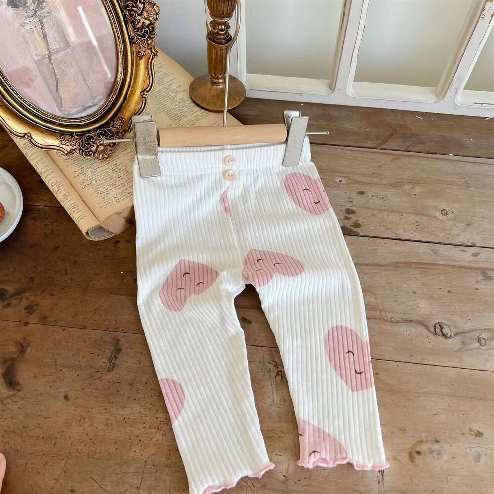 Polka Dot Korean Style Pajamas - Spring & Autumn Girls' Two-Piece Home Suit for Kids