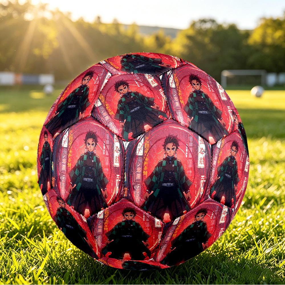 Demon Slayer Printed Size 5 Standard Football, Waterproof PU Training Soccer Ball for Outdoor Sports