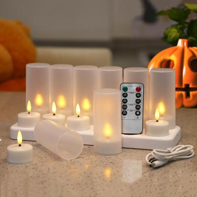 Yousheng 4/6/12 Беспламенные свечи-таблетки Перезаряжаемые Мерцающие Светодиодные свечи Светодиодные Вотивные свечи Работающие от батареек Электрические свечи