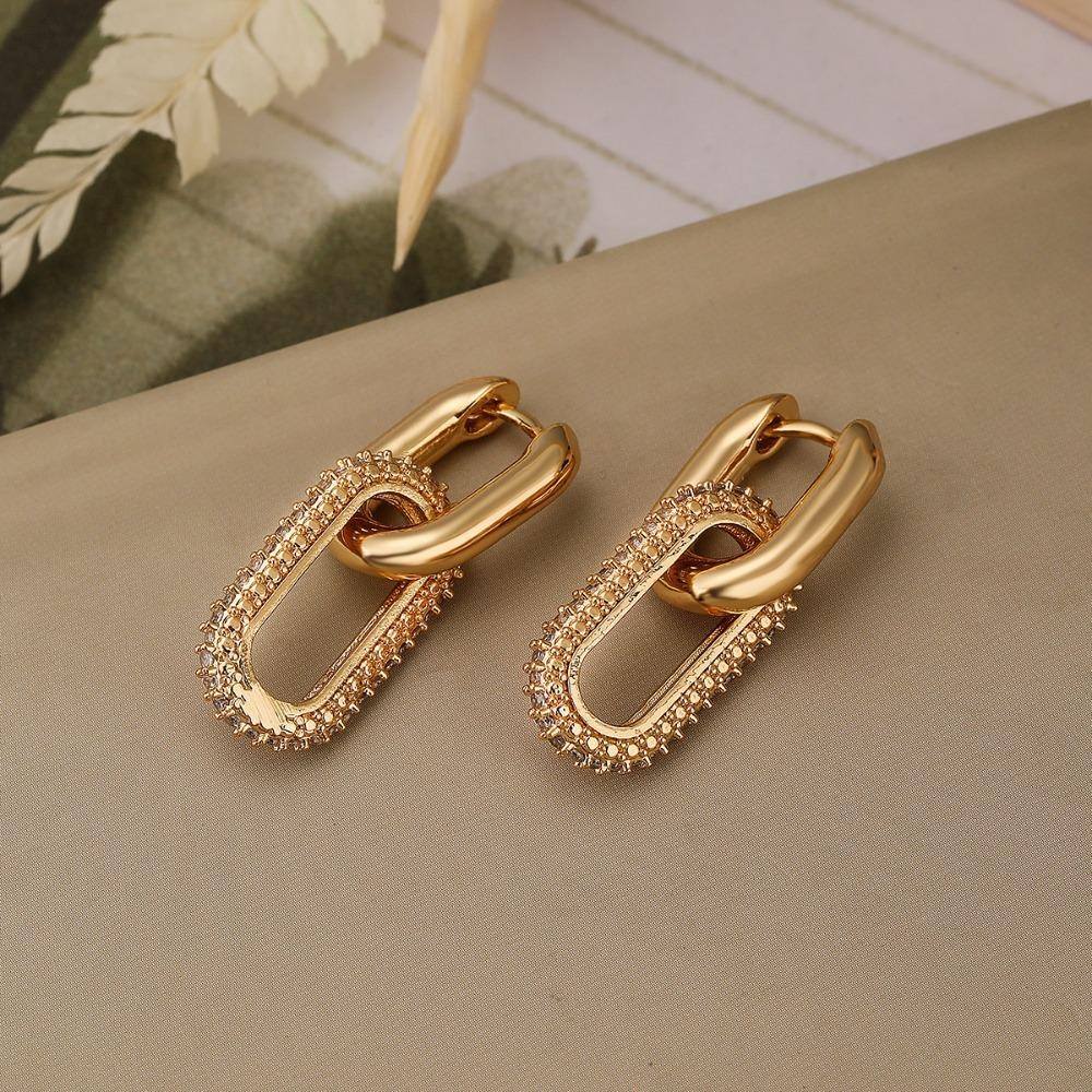 Gold Color Round Hoop Earrings Retro Accessories Luxury Drop Earrings  Women