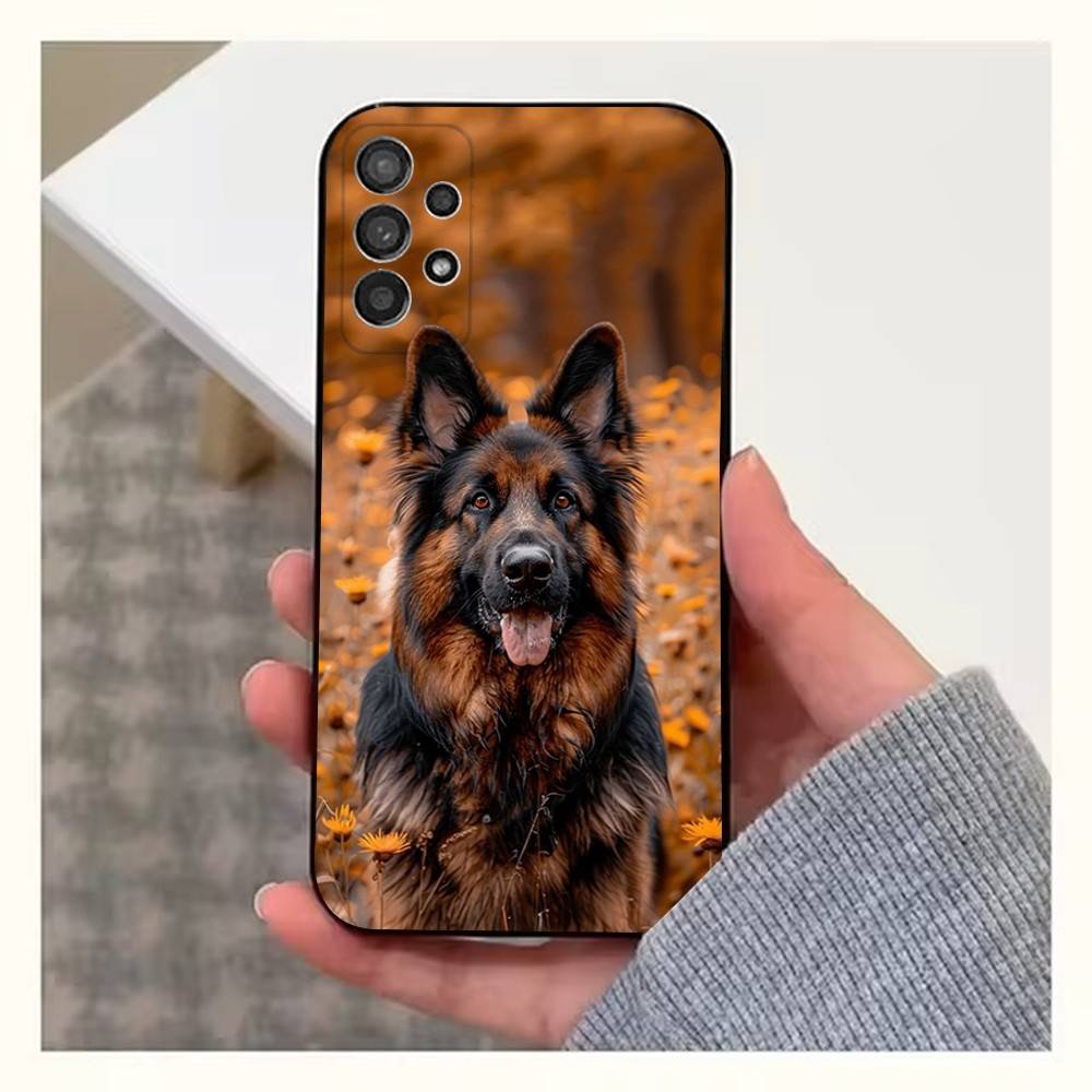 Телефон с собакой Немецкая овчарка Для Samsung S22, Ultra, S25, S24, S23, FE, Plus, S21, S20, Lite, S10, S9, Мягкий силикон, Черный