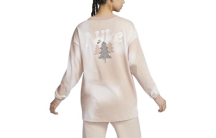 Women's T-Shirt Nike Drop Shoulder Sleeve T Shirt Women's Pink Brown Tie Dye