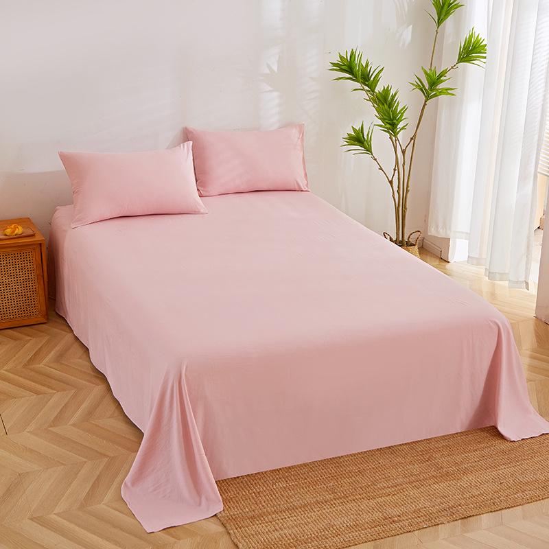 Soft Washed Cotton Single/Dorm Bed Sheet - Solid Color, Skin-Friendly, Extra Large