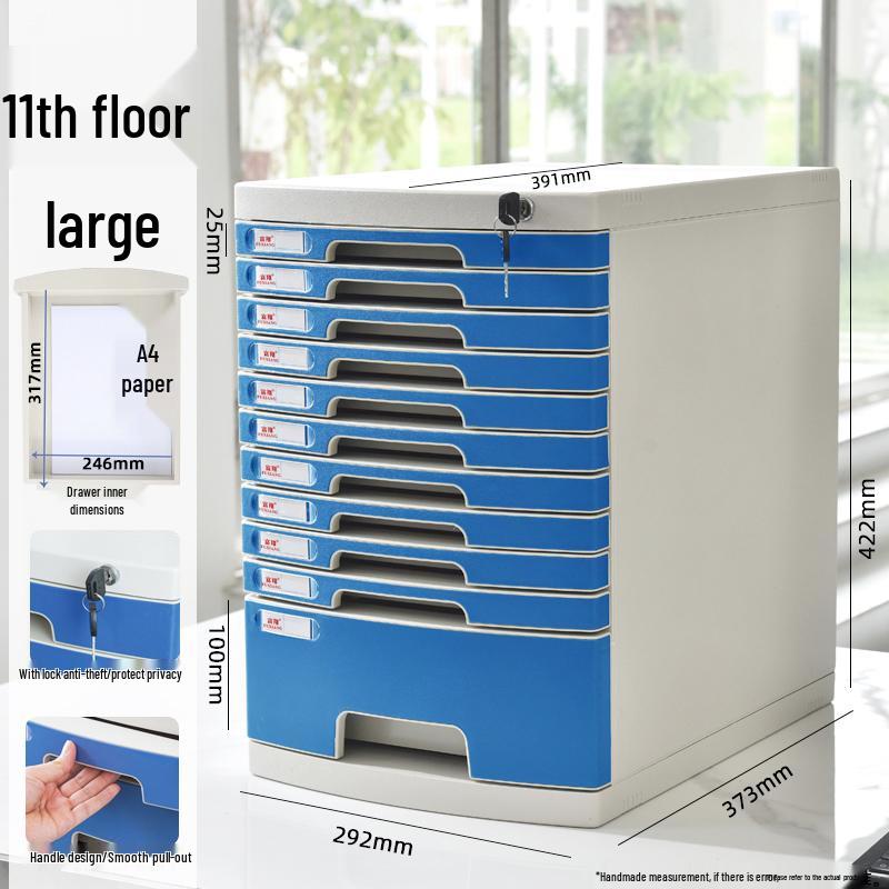 Lockable Multi-Layer A4 File Cabinet Drawer - Plastic Office Storage Box