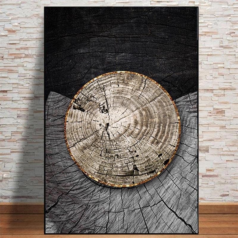 Большой абстрактный золотой черный текстура дерева холст картина печать плакатов современные скандинавские настенные художественные картины для гостиной домашний декор