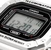 Casio Standard Men's Digital Watch W-218HD-1AV Silver Stainless Steel Band Black Dial LED Light 5ATM Overseas Model 44.4mm