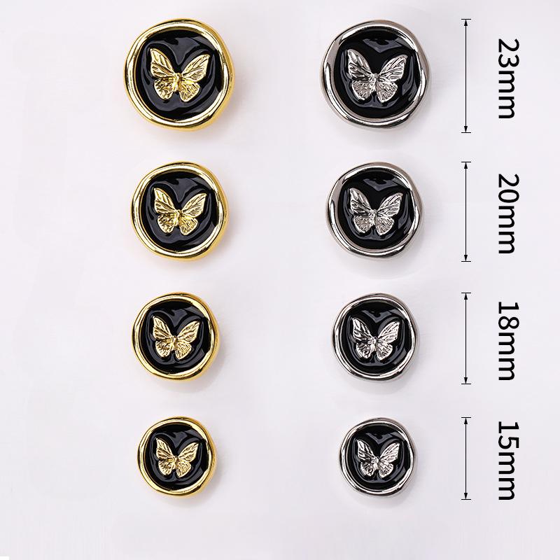 10pcs Beautiful Butterfly Buttons 15/18/23mm Fashionable Metal Shank Buttons Apparel Sewing Accessories