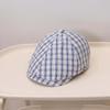 New plaid pure cotton forward hat women's spring summer thin short brim outdoor sun hat casual beret painter hat