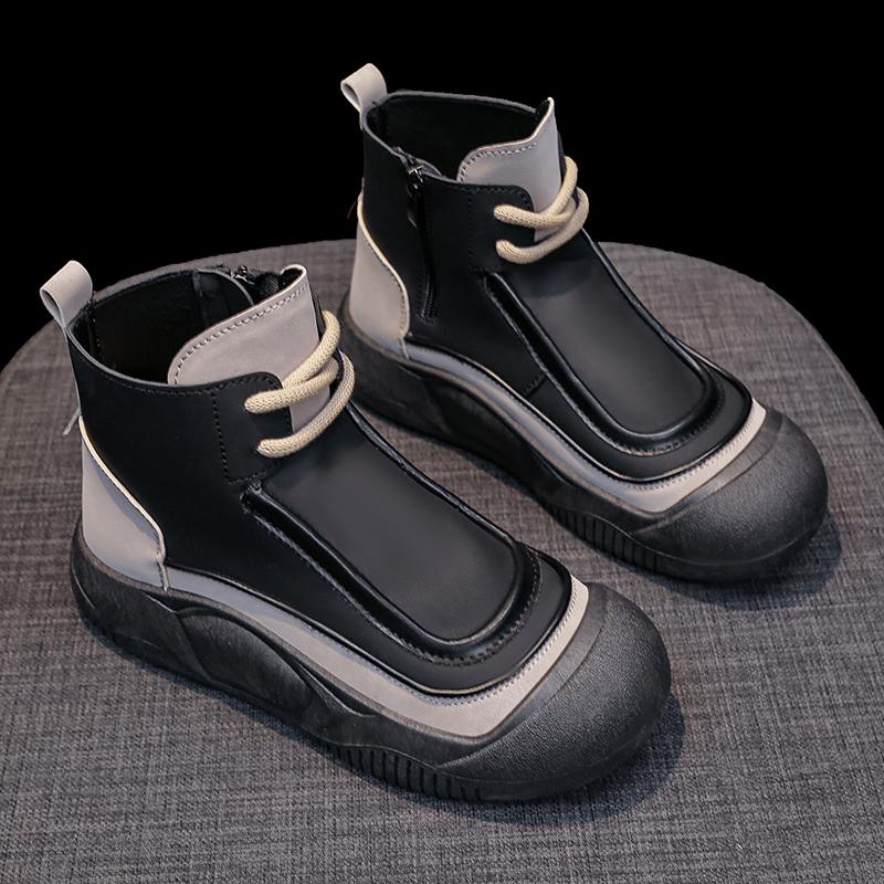 TUINANLE Женская весенняя обувь. Высокие кроссовки на молнии. Черные туфли. Женские прогулочные массивные кроссовки.