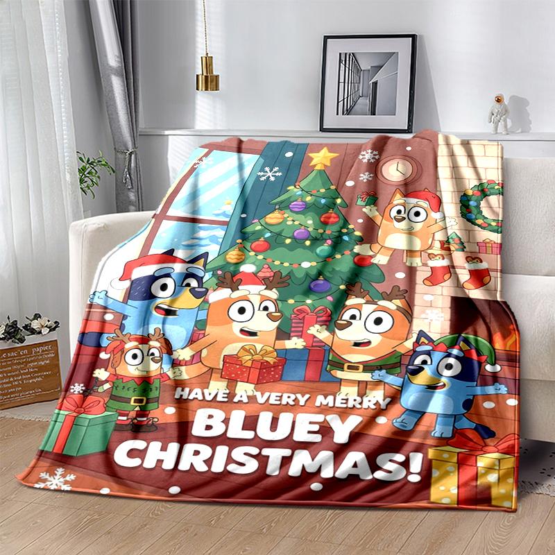 1Pc Bluey'S Festive Friends Blanket Soft And Comfortable Casual Warm Camping Travel Christmas Halloween Gift M92138