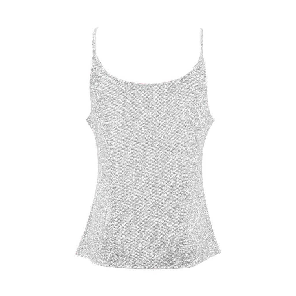 Women Plus Size Pure Sequins V Collar Sleeveless Glitter Vest Blouse Easy Top Shirt Fashion Sports Girl Blouse Tank Tops