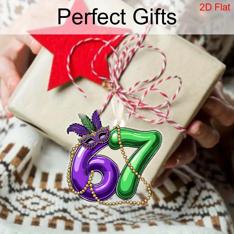 Mardi Gras Number 67 Acrylic Ornament, Festive Hanging Decor for Mardi Gras Celebrations, Party Favors, Home Wall Decor,Carnival Themed Event Supplies