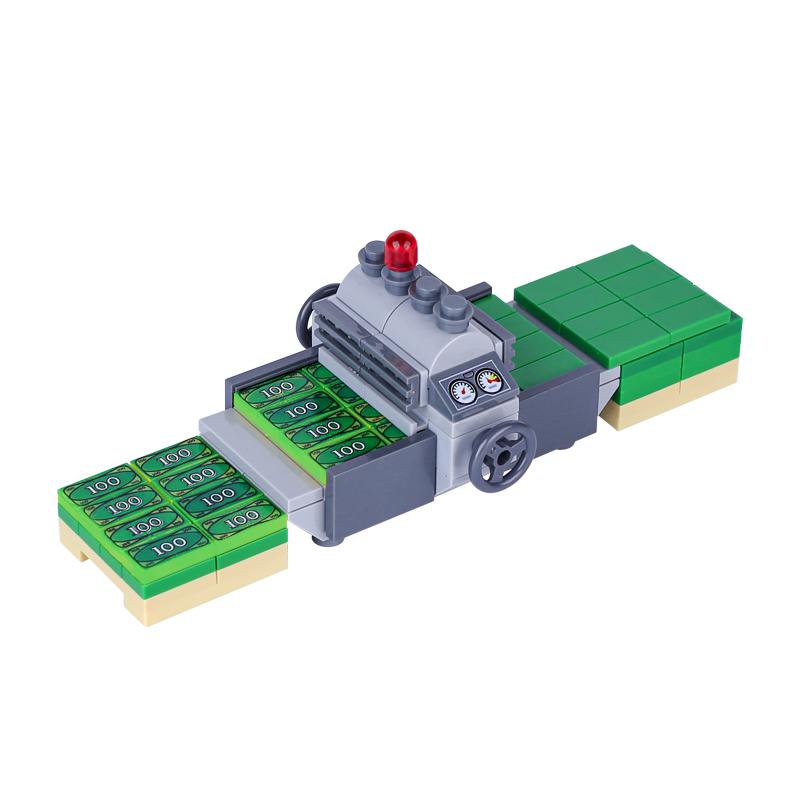 MOC Money Building Blocks Kit Printed Tiles 1x2 Money Printed Bank cards passport DIY Accessories Brick Toys Boys Gift