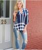 New Blouse Womens Striped Plaid Long Sleeve Ladies Top T Shirt Loose Casual Tops