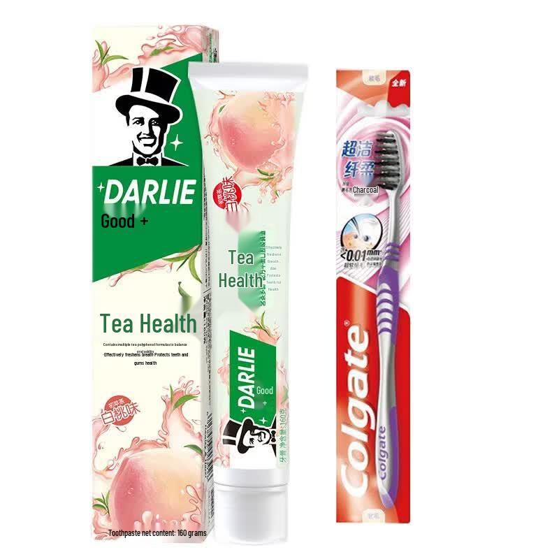 Darlie Tea Tree Peach Toothpaste & Colgate Toothbrush Set